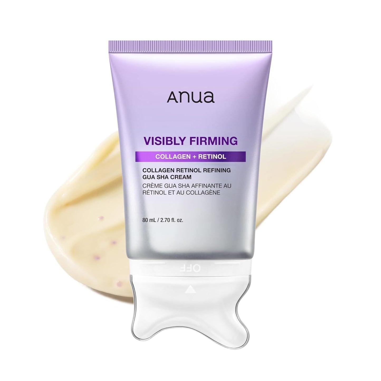 ANUA Collagen Retinol Refining Gua Sha Cream, 2.7 fl.oz | Neck Cream for Lifting & Firming, Jawline to D?collet?, Daily Moisturizer, Fine Line Care, Neck Massager, Korean Skincare