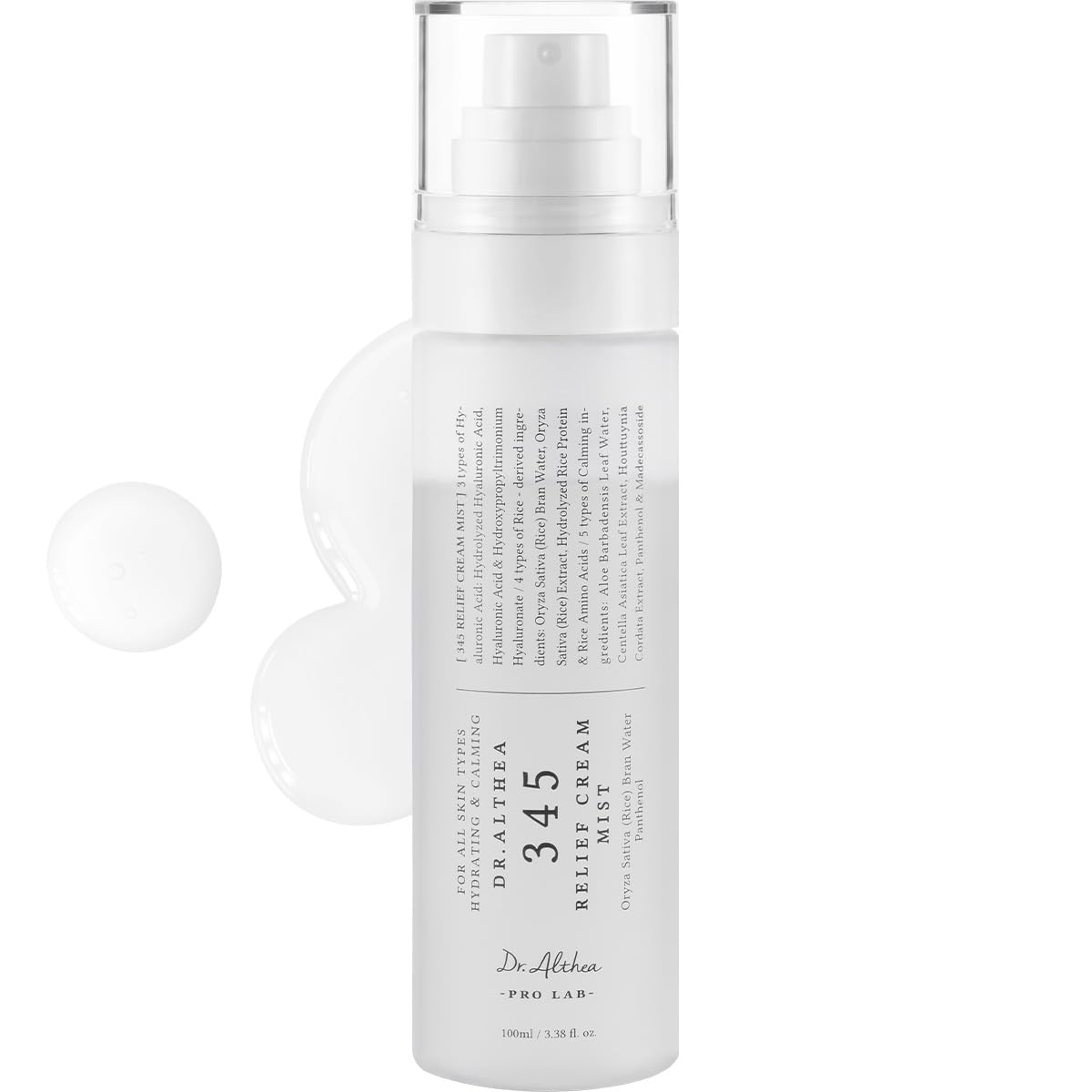 Dr.Althea 345 Relief Cream Mist, Korean Vegan Skin Care, 3.38 Fl Oz