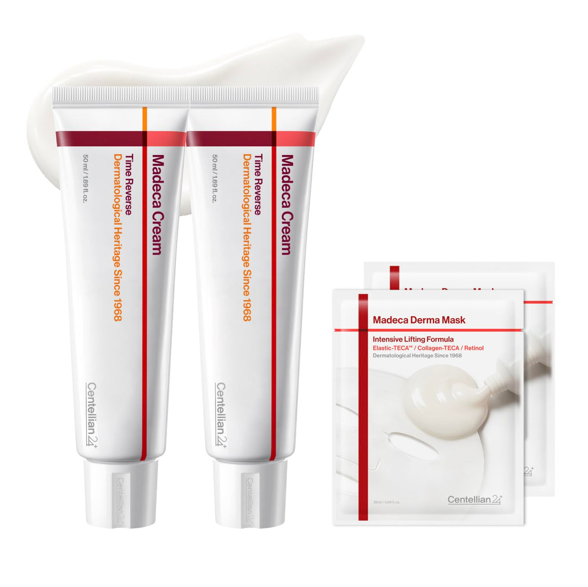 CENTELLIAN 24 Madeca Cream Time Reverse Set, 2x1.69 fl oz + 2 Lifting Masks