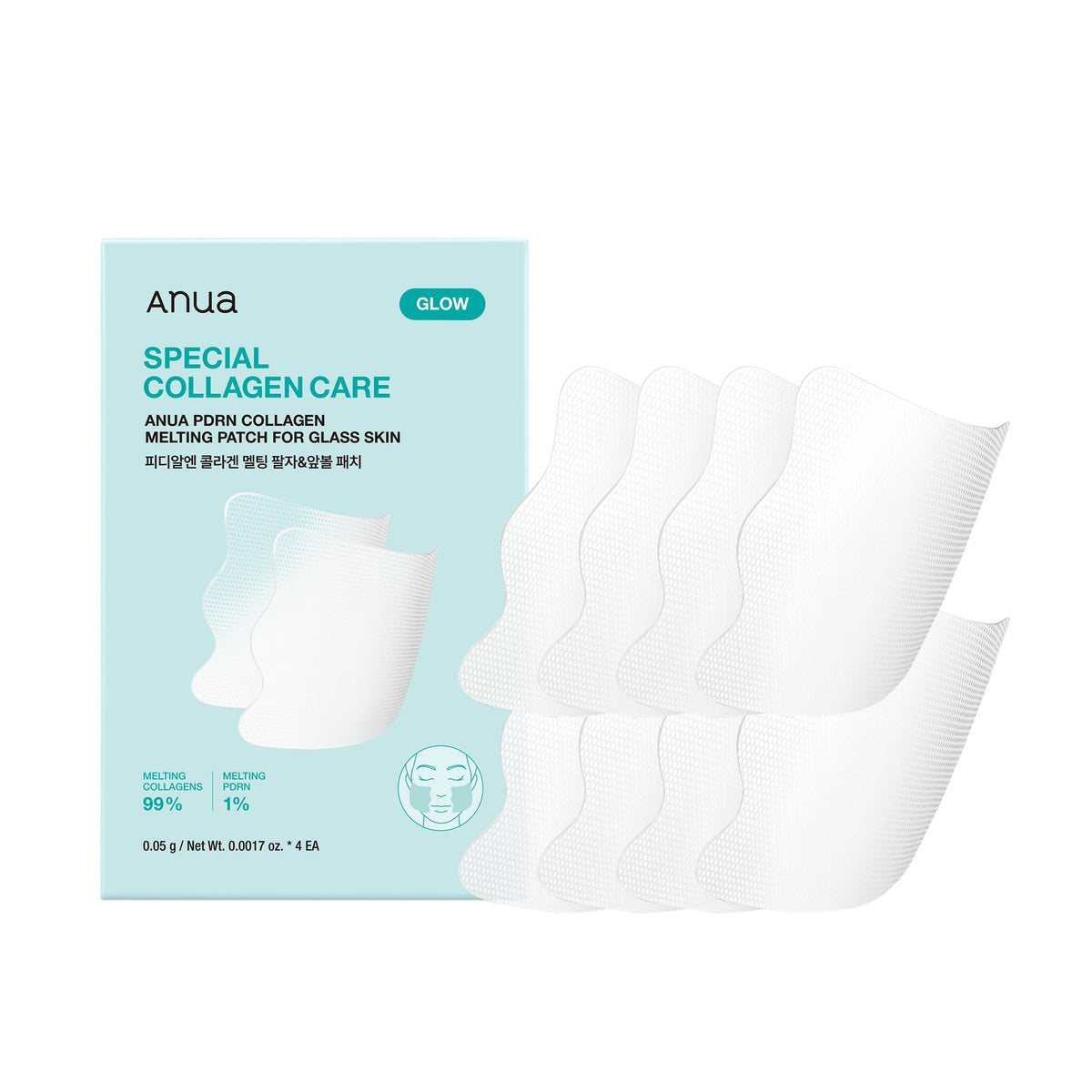 ANUA Salmon DNA PDRN Collagen Melting Patch for Glass skin, 2 Pairs x 4ea