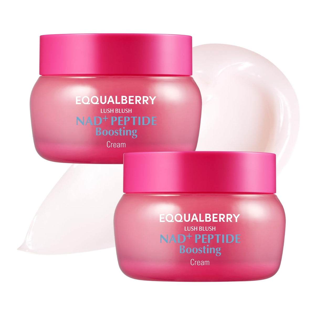 EQQUALBERRY NAD+ Peptide Boosting Cream Double Pack | NAD+ 5% & 13 Peptides Anti-Aging Korean Skincare Face & Body Cream | Firming & Lifting Pink Neck Cream for Sagging Skin, 1.69 fl.oz (Pack of 2)