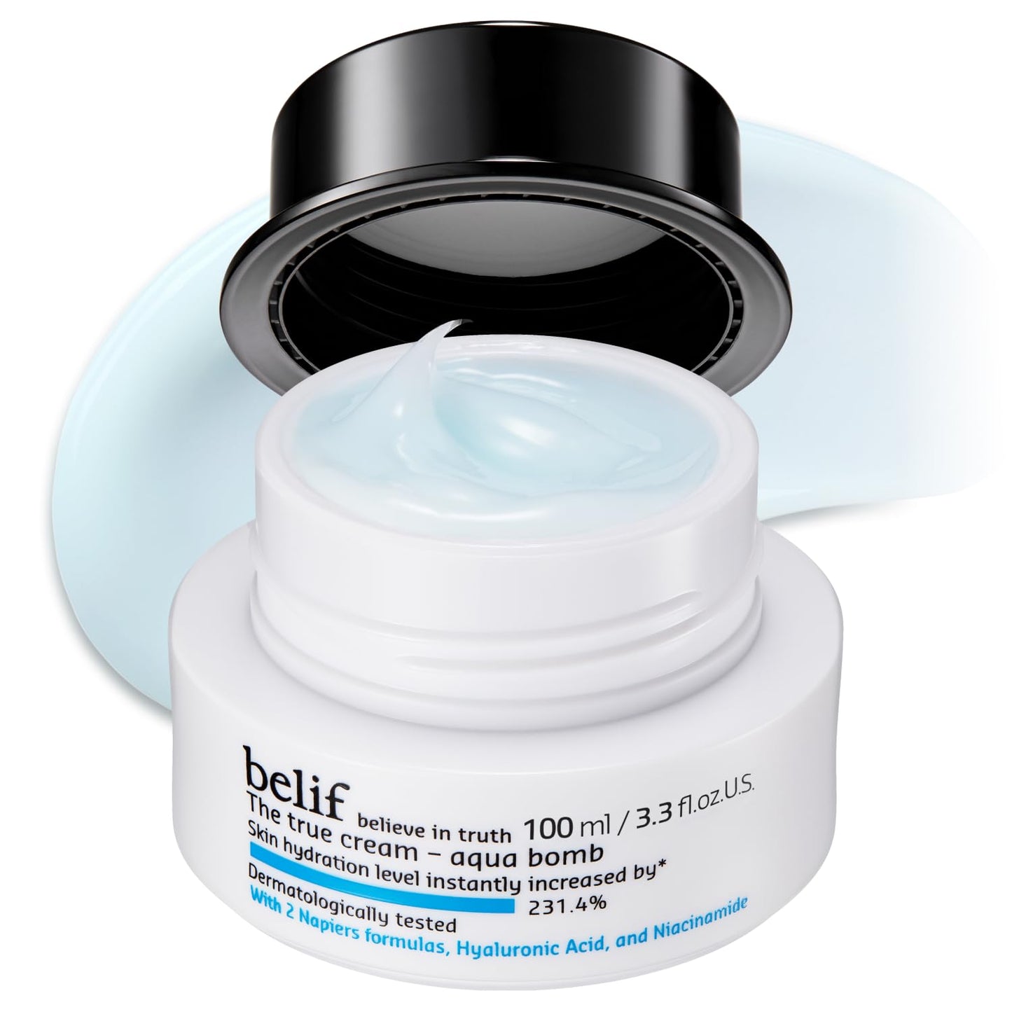 belif Aqua Bomb ? Lightweight Gel Moisturizer with Niacinamide, Hyaluronic Acid & Squalane | 72H Hydration + Cooling Effect, Korean Skincare (3.3 fl oz)