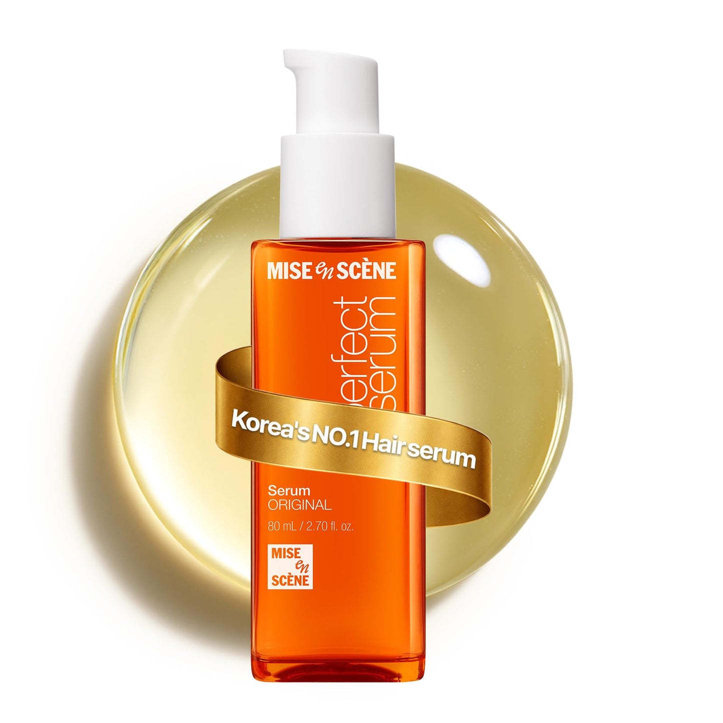 Mise En Scene Perfect Serum Original - Heat Protectant Hair Oil for Frizzy & Dry | Argan Oil | Visibly Smooths & Softens | Add Shine All Hair Types | Damage Repair | Fruity Floral Scent, 2.7 Fl Oz.