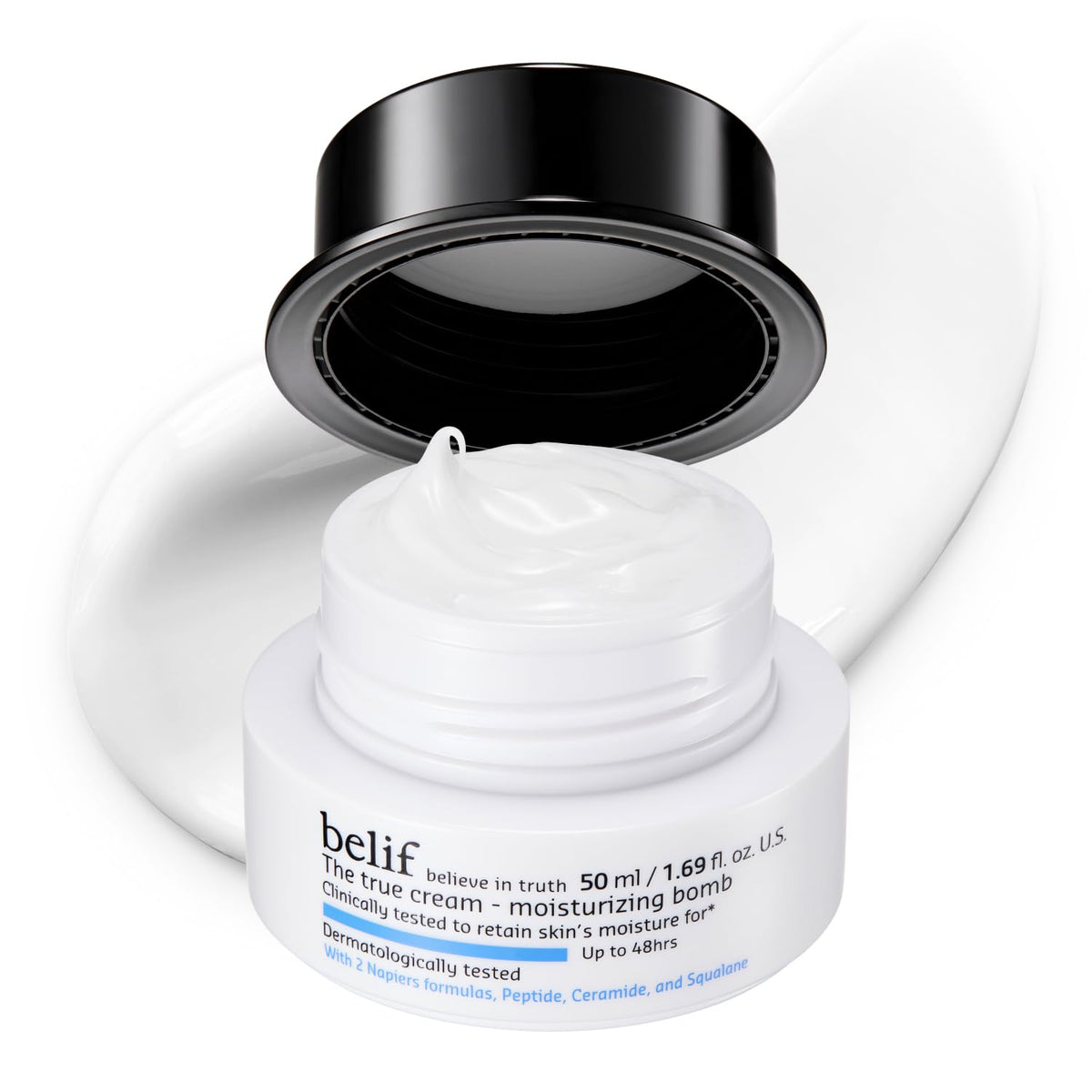 belif Moisturizing Bomb ? Daily Ceramide Moisturizer with Peptide & Squalane, 48hr Hydration & Anti-Aging Cream, Milky & Lightweight, Restores Skin Barrier, Korean Skincare, 1.68 fl oz (50ml)