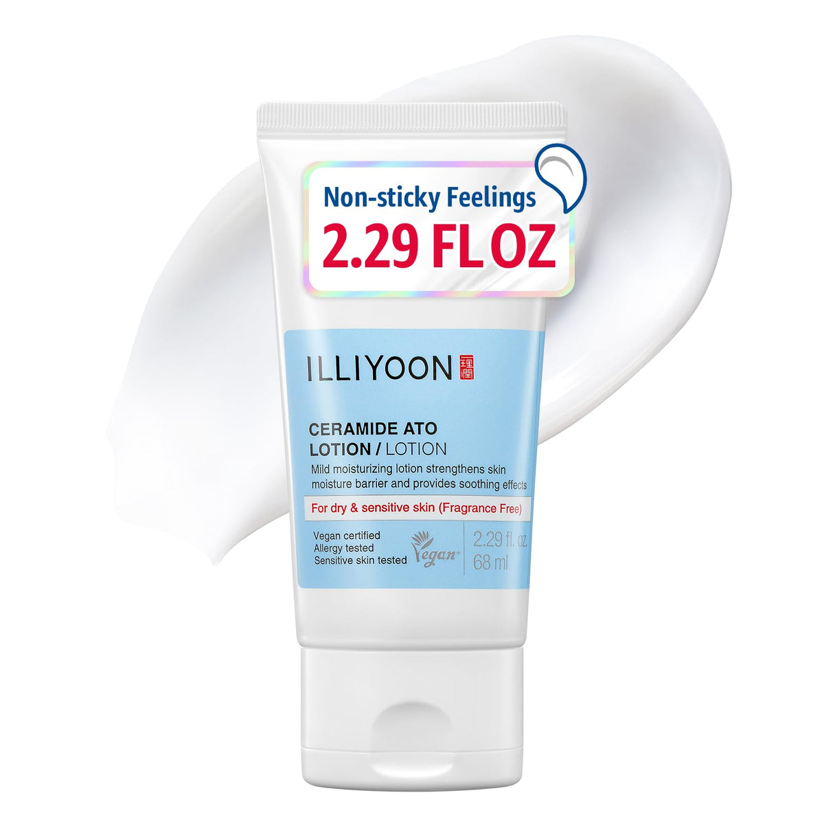 Illiyoon Ceramide Ato Lotion | Lightweight Moisturizer for Dry & Sensitive Skin, Barrier Repair for Face and Body, Mild for Babies, Vegan Certified, Korean Skincare, 2.29 fl.oz.