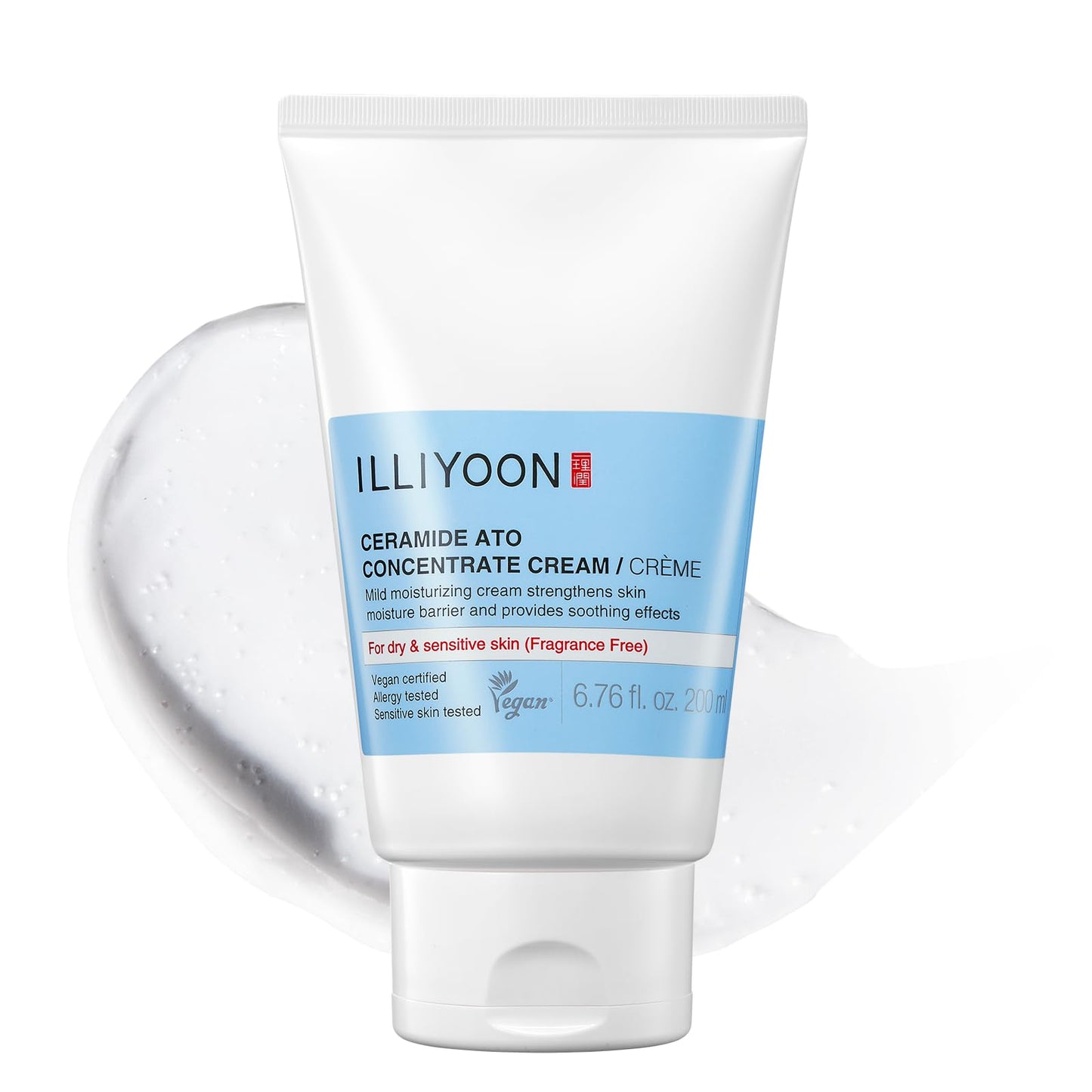 Illiyoon Ceramide Ato Concentrate Cream | Moisturizer for Dry & Sensitive Skin, 100hr Lasting Hydration, For Face & Body, Gentle for Infants, Moisture Barrier Repair, Vegan Certified, 6.76 fl.oz.