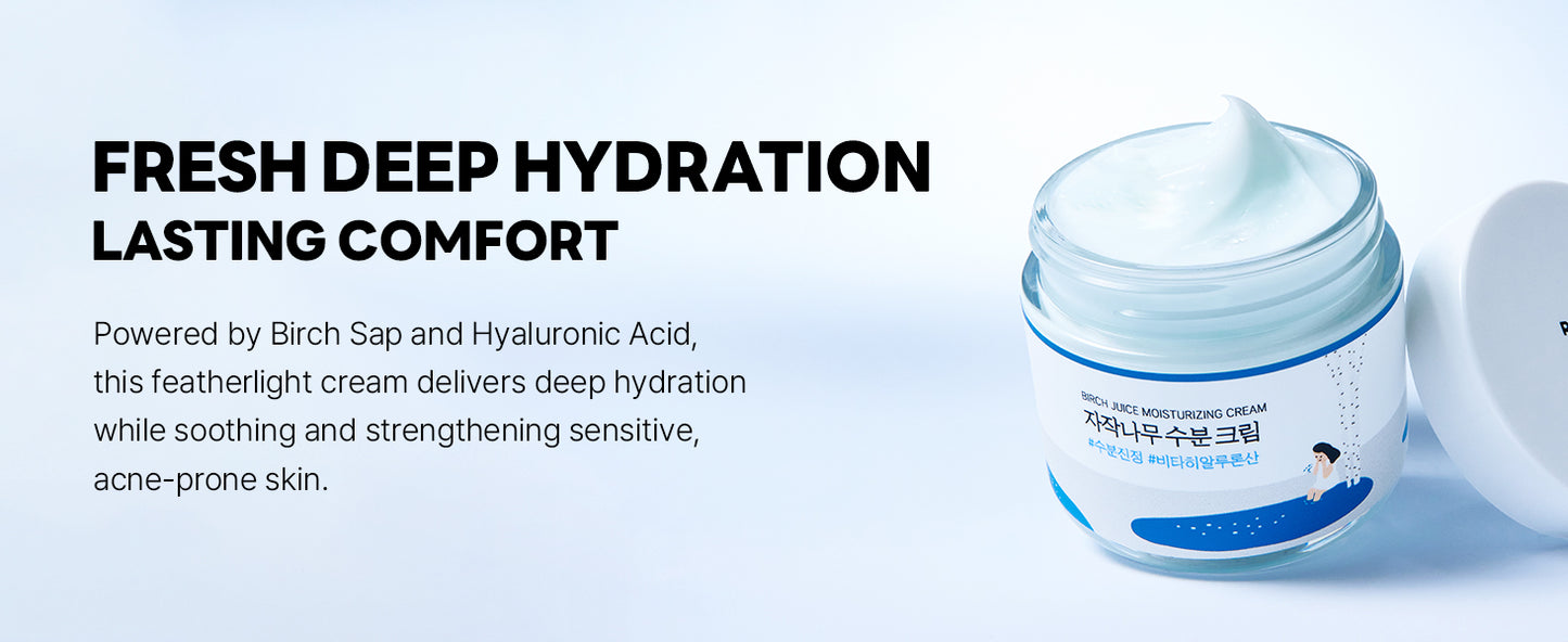 ROUND LAB Creme Hidratante de Seiva de Bétula 80 ml, Hidratante Facial Profundo de 48 Horas com Seiva de Bétula e Ácido Hialurônico Vita para Pele com Tendência a Acne, Reduz Sebo, Óleo, Cravos, Cuidados com a Pele Coreana