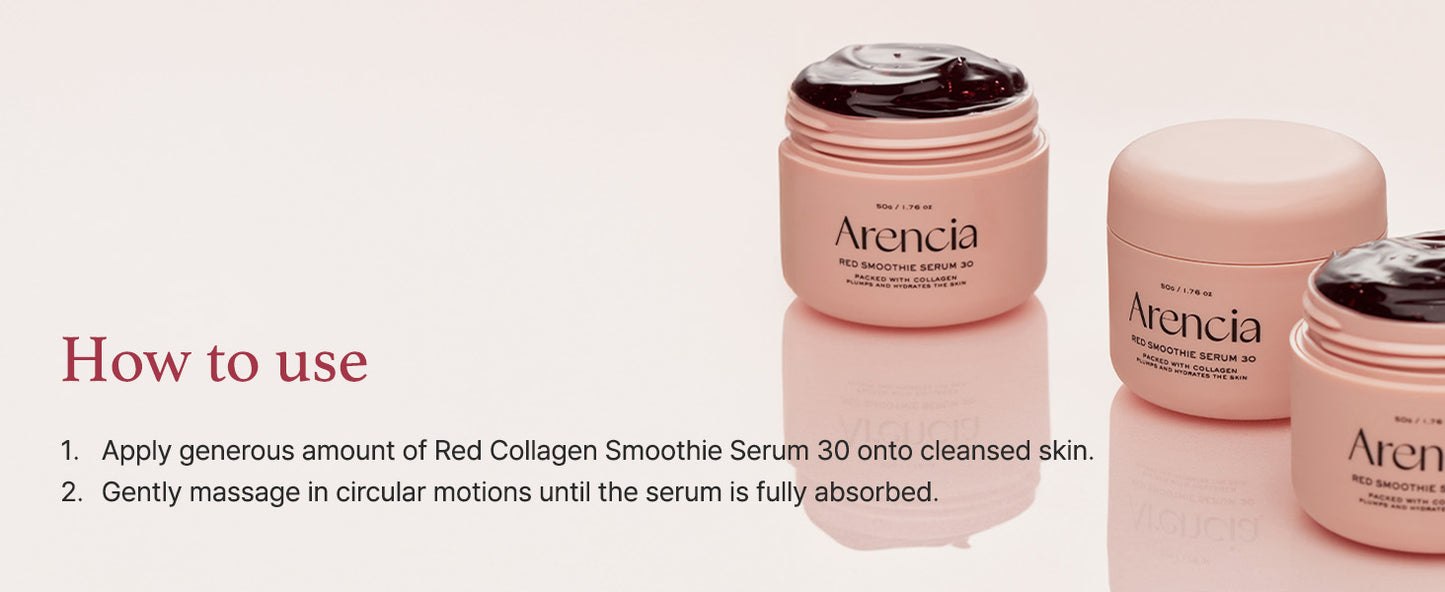 Arencia Máscara Facial Sérum Noturna de Smoothie Vermelho, Iluminadora e Calmante com 30% de colágeno vermelho, Niacinamida, Peptídeo, Vitamina E