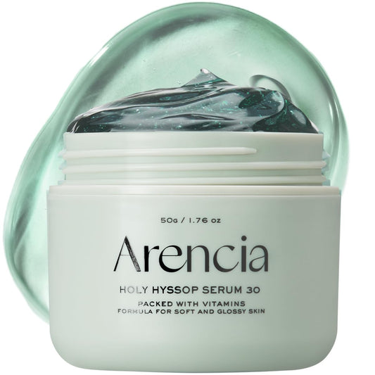 Arencia Glow Hyssop Máscara Facial Noturna em Sérum - Sérum Hidratante e Anti-Idade para Pele com Aparência Jovem e Efeito Vidro Coreano, 30% de Vitaminas A, C, E, 10% Niacinamida, Peptídeo
