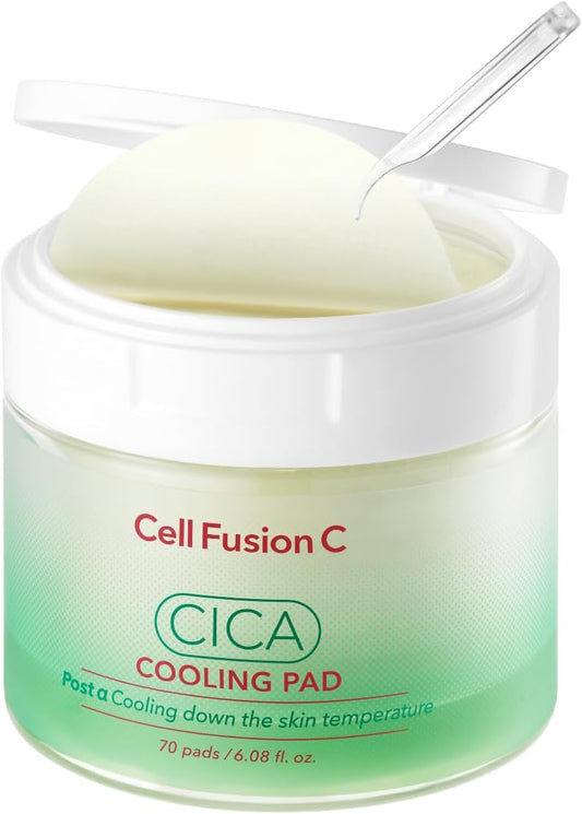  Cell Fusion C Post Alpha CICA Cooling Toner Pad, Almofadas Tonificantes Coreanas Refrescantes e Aliviadoras de Vermelhidão, Centella Asiática e Madecassoside, 70 Almofadas / 180 ml.