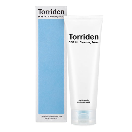 Torriden Espuma de Limpeza Facial DIVE IN 150ml (5,07 fl.oz.) | Limpador Facial Hidratante Diário para Todos os Tipos de Pele e Pele Sensível | Ácido Hialurônico, Pantenol, Alantoína
