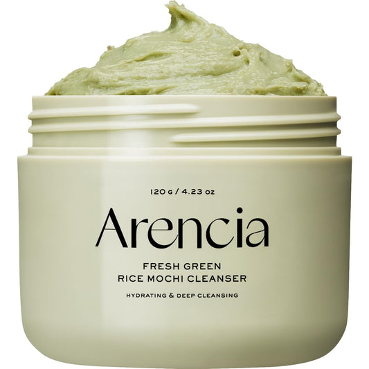 Arencia Limpeza Facial Coreana de Mochi de Arroz - Máscara Facial, Limpador Espumante, Esfoliante Suave Tudo em Um - Limpeza Profunda, Hidratação, Minimização de Poros, Remoção de Cravos - com Água de Arroz & Chá Verde, Artemísia