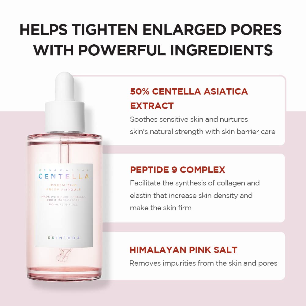 SKIN1004 Ampola Refrescante Madagascar Centella Poremizing 100 ml (3,38 fl. oz) | Hidratação Suavizante | Pele Oleosa e Mista