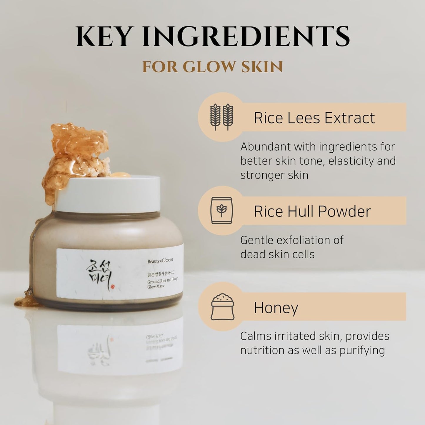 Beauty of Joseon Máscara Iluminadora de Arroz Moído e Mel Cuidado de Poros e Sebo para Pele Seca e Sensível Cuidados com a Pele Coreana 150ml, 5.07 fl.oz