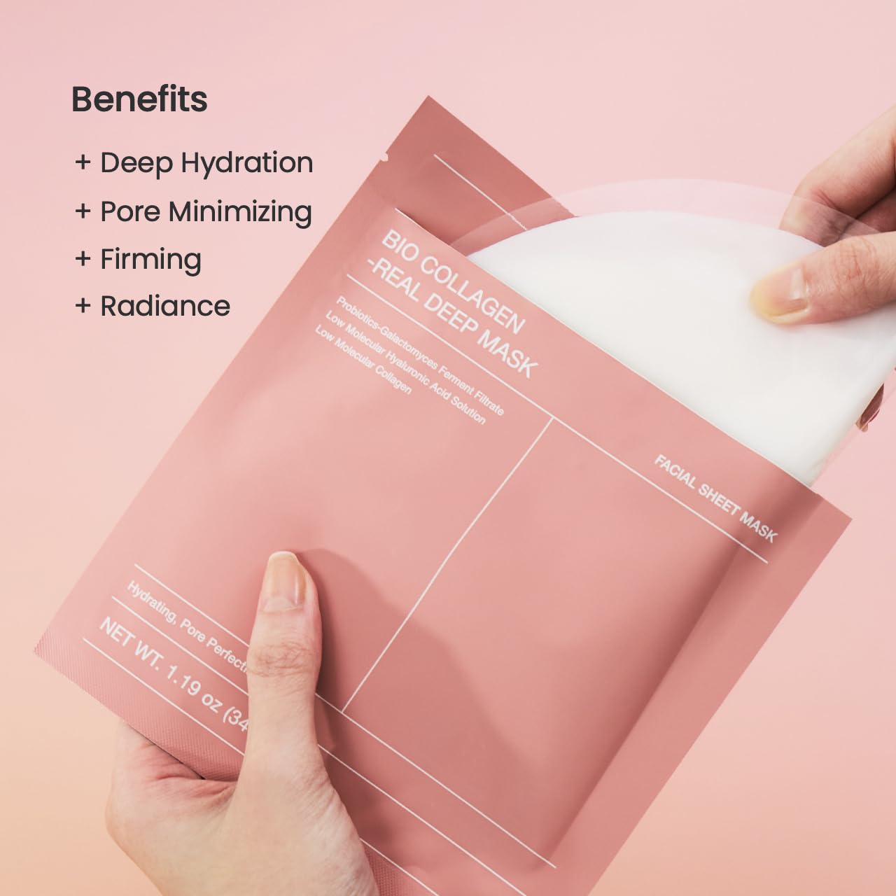 BIODANCE Máscara Real Profunda de Bio-Colágeno, Máscara Hidratante Noturna de Hidrogel, Minimização de Poros, Melhoria da Elasticidade, 34g x4un