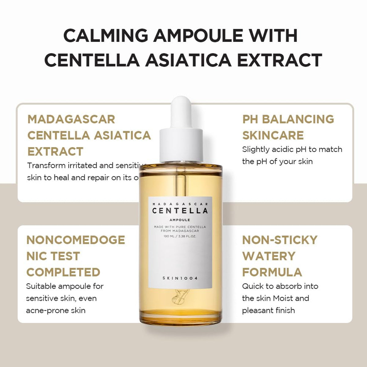 SKIN1004 Suero Facial Ampolla Centella Asiática de Madagascar 1.85 fl.oz, 55ml, Calma Piel Propensa al Acné y Sensible
